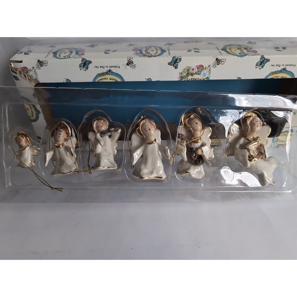 Blue Sky Clayworks Angel Ornament Heather Goldmine Christmas BOX of 6 Vtg